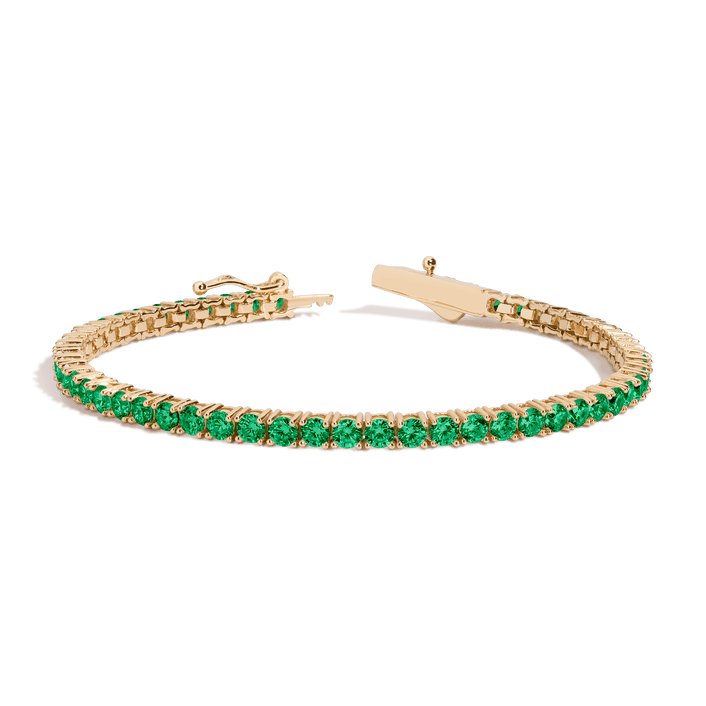 Green Emerald Tennis Bracelet Vermeil Yellow Gold 6.5in 7in 6ct First