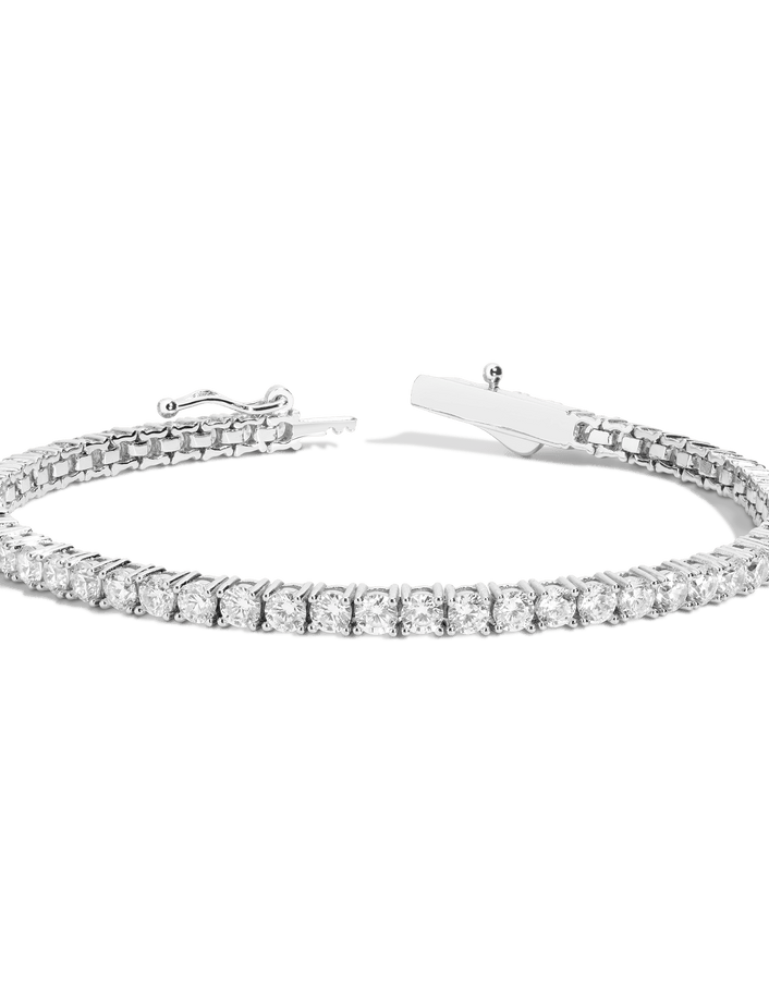White Sapphire Tennis Bracelet Vermeil White Gold 6in (XS) 6.5in (S) 7in (M) 7.5in (L) 6ct First