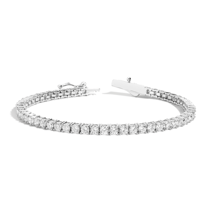 White Sapphire Tennis Bracelet Vermeil White Gold 6.5in 7in 6ct First