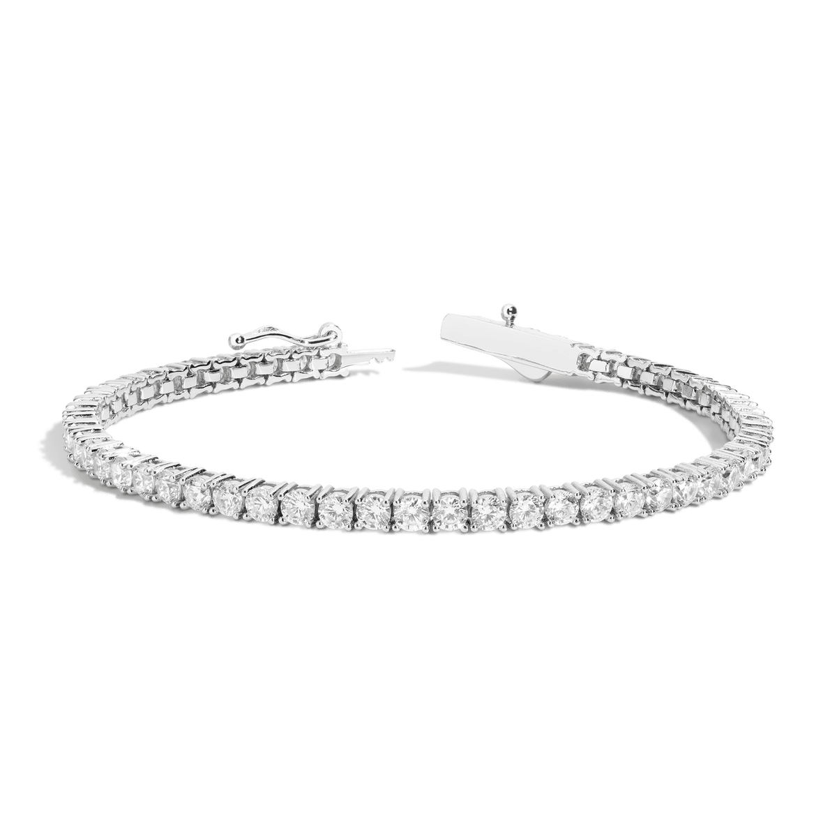 Boyfriend Lab Grown White Sapphire Tennis Bracelet Vermeil White Gold 7ct 7in 7.5in 8in First
