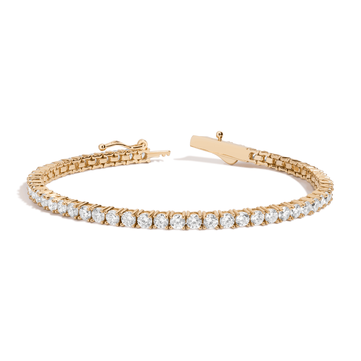Boyfriend Lab Grown White Sapphire Tennis Bracelet Vermeil Yellow Gold 7ct 7in 7.5in 8in First
