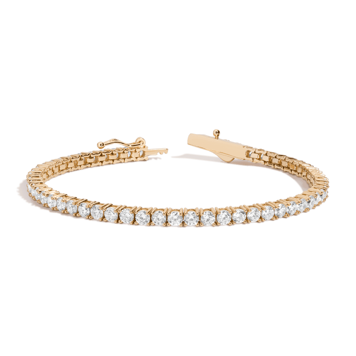 Boyfriend Lab Grown White Sapphire Tennis Bracelet Vermeil Yellow Gold 7ct 7in 7.5in 8in First