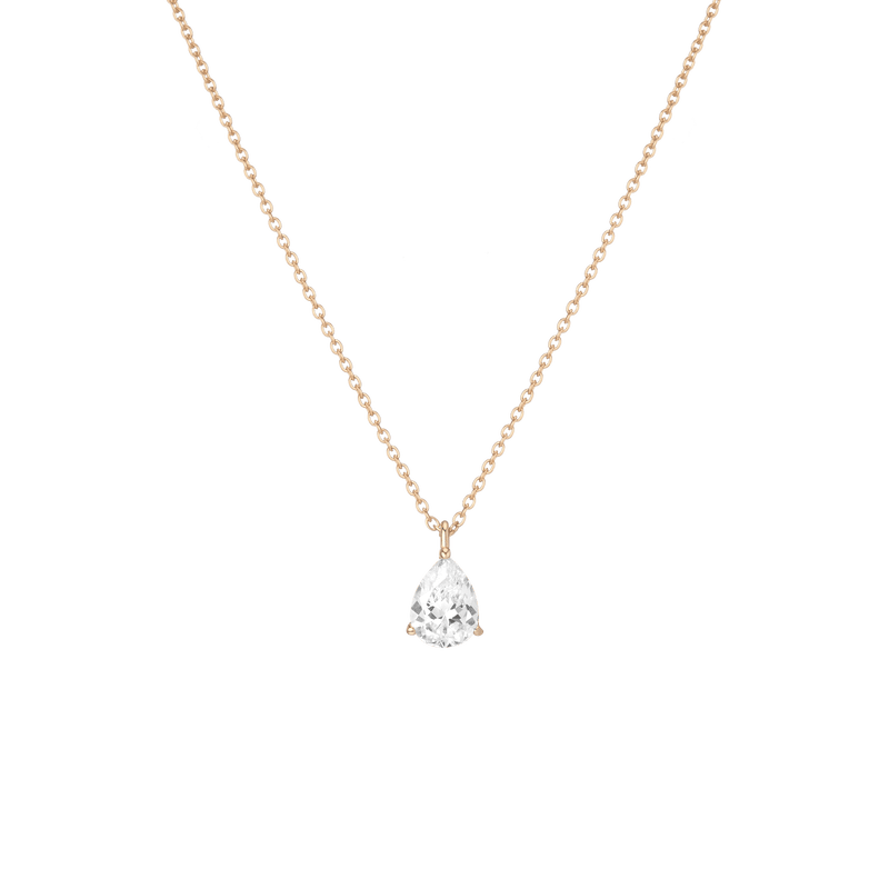 Pear Gemstone Solitaire Necklace