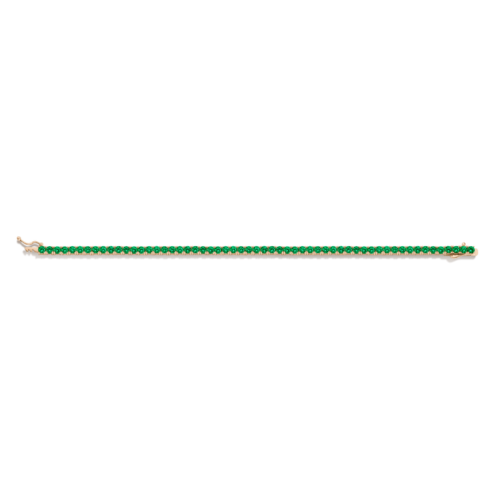 Green Emerald Tennis Bracelet Vermeil Yellow Gold 6.5in 7in 6ct