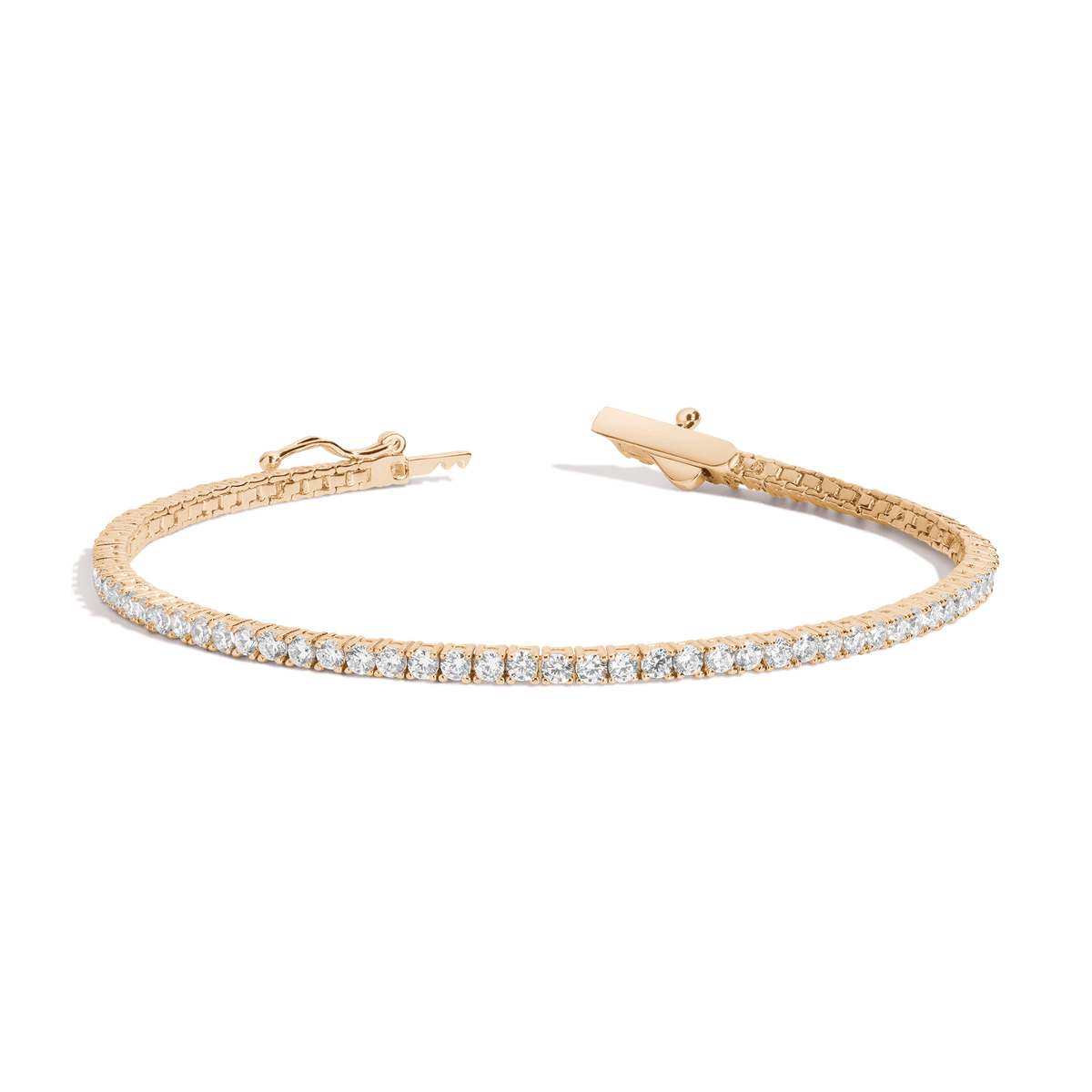 White Sapphire Tennis Bracelet Vermeil Yellow Gold 6in 6.5in 7in 7.5in 3ct