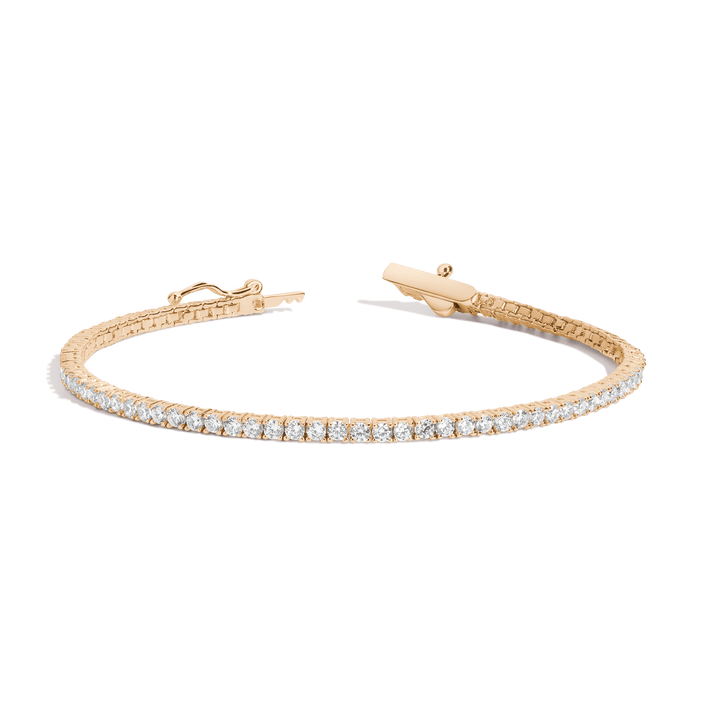 White Sapphire Tennis Bracelet Vermeil Yellow Gold 6.5in 7in 3ct