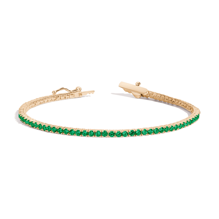 Green Emerald Tennis Bracelet Vermeil Yellow Gold 6.5in 7in 3ct