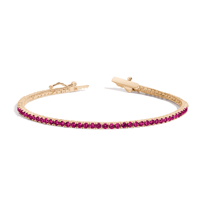 Red Ruby Tennis Bracelet Vermeil Yellow Gold 6.5in 7in 3ct