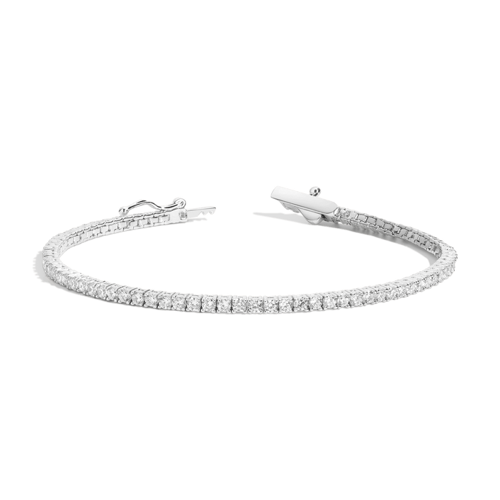 White Sapphire Tennis Bracelet Vermeil White Gold 6.5in 7in 3ct