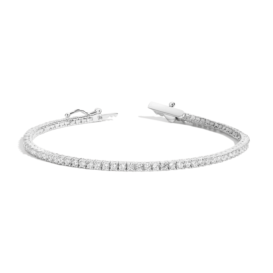 White Sapphire Tennis Bracelet Vermeil White Gold 6in (XS) 6.5in (S) 7in (M) 7.5in (L) 3ct