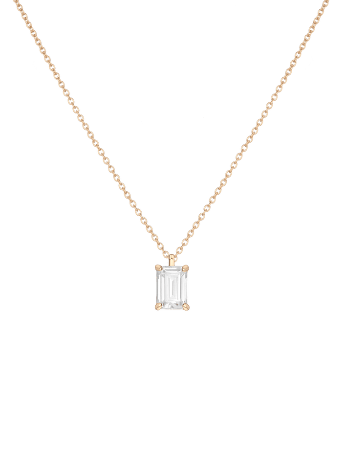 Emerald Gemstone Solitaire Necklace Vermeil Yellow Gold White Sapphire First