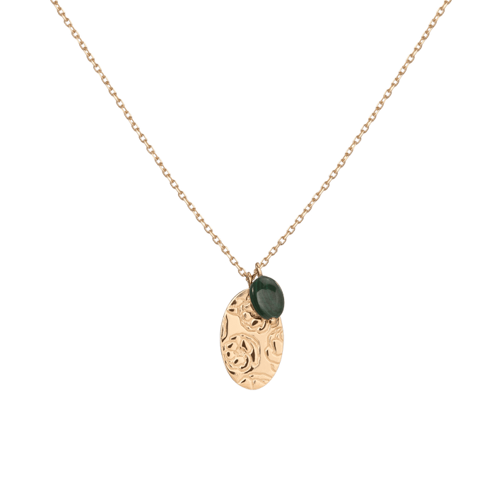 AURATE X MACENNA: Rose Garden Pendant Necklace Vermeil 14k Yellow Gold Green Malachite First