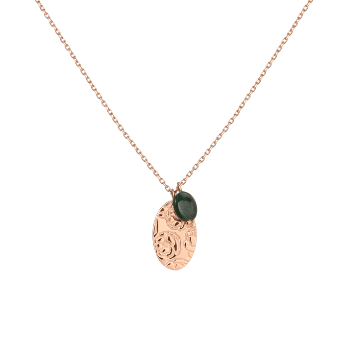 AURATE X MACENNA: Rose Garden Pendant Necklace Vermeil 14k Rose Gold Green Malachite First