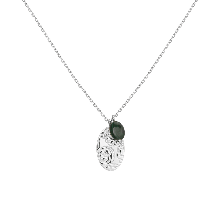 AURATE X MACENNA: Rose Garden Pendant Necklace Vermeil 14k White Gold Green Malachite First