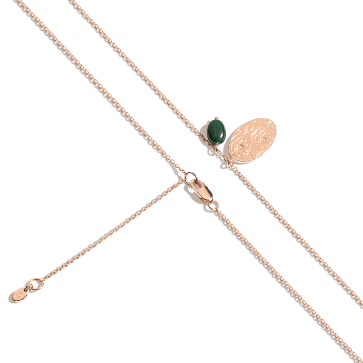 AURATE X MACENNA: Rose Garden Pendant Necklace Vermeil 14k Rose Gold Green Malachite