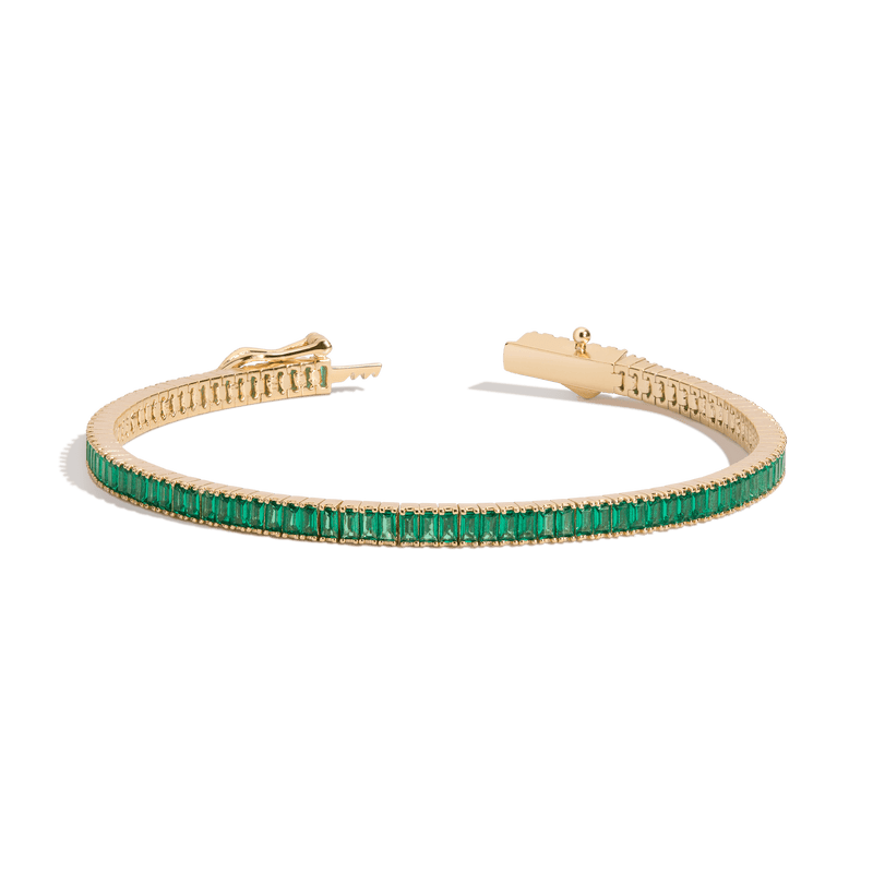 Lab Grown Emerald Baguette Tennis Bracelet