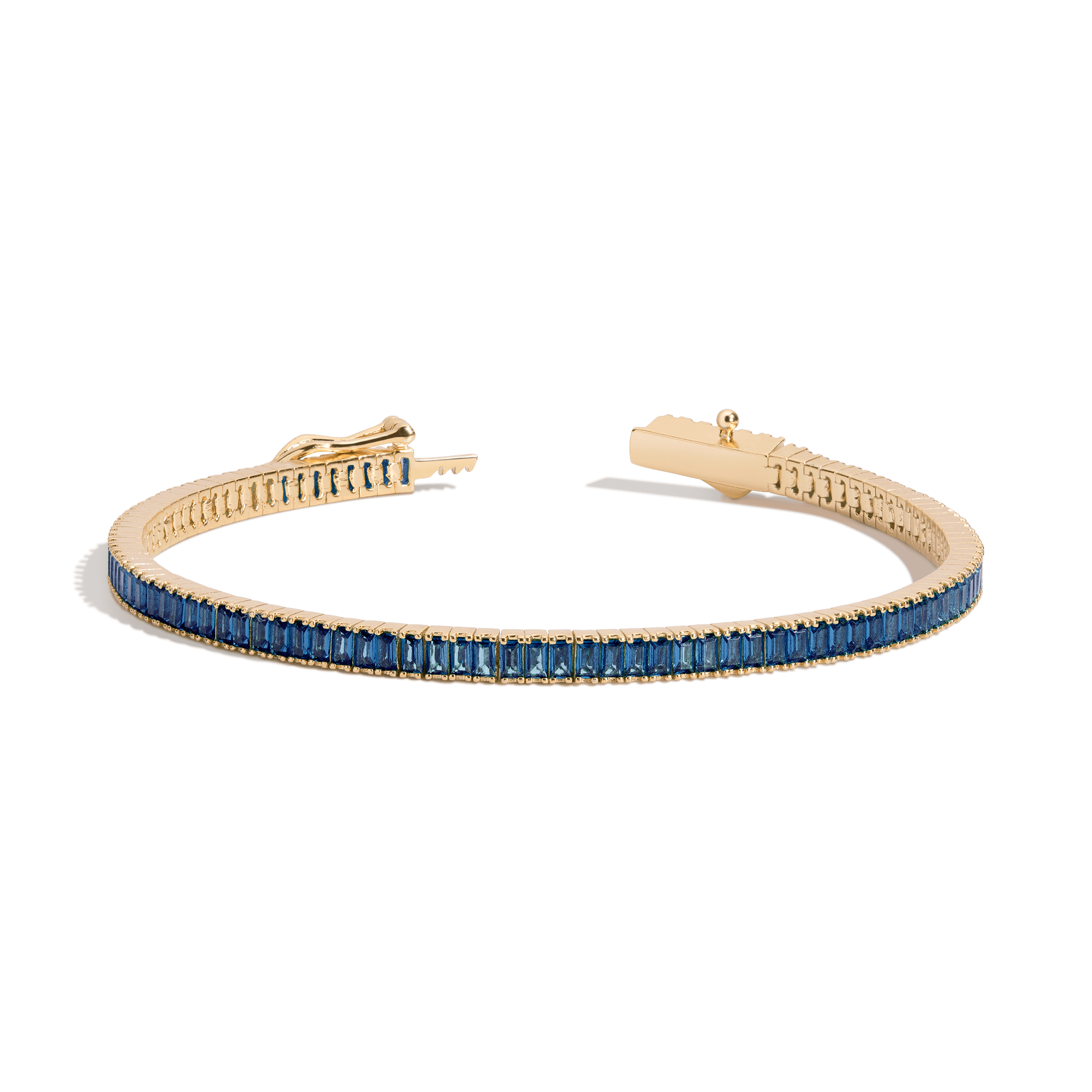Luxe Blue Lab Sapphire Baguette Tennis Bracelet