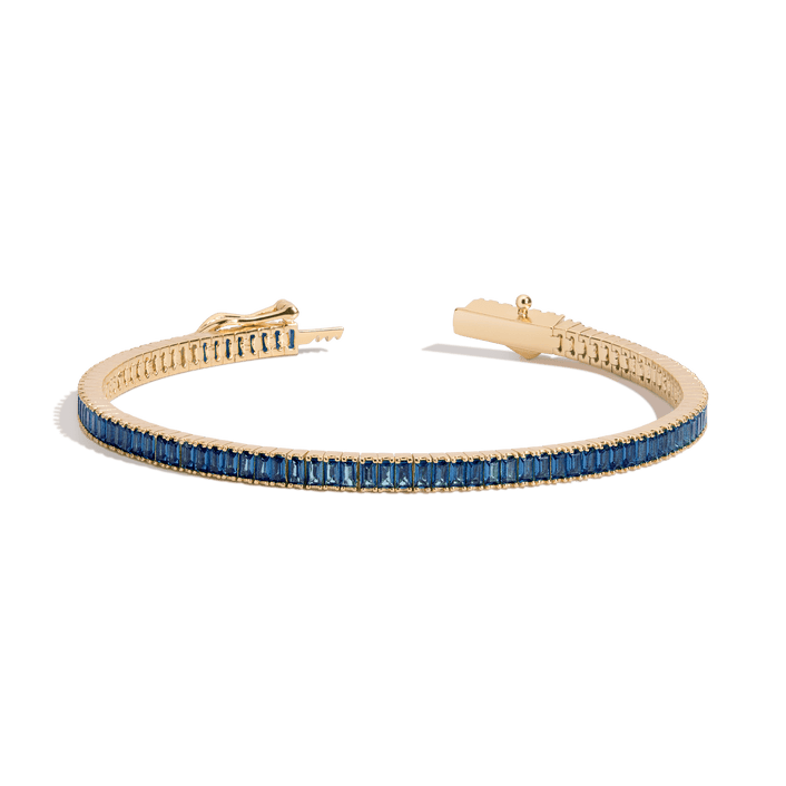 Blue Sapphire Baguette Tennis Bracelet
