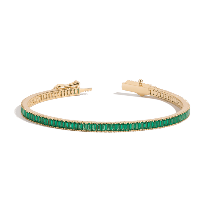 Green Emerald Baguette Tennis Bracelet