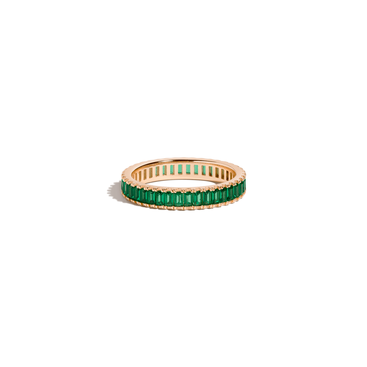 Green Sapphire Baguette Eternity Ring Vermeil Rose Gold