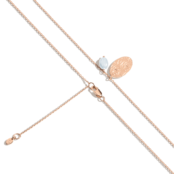 AURATE X MACENNA: Rose Garden Pendant Necklace Vermeil 14k Rose Gold White Opal