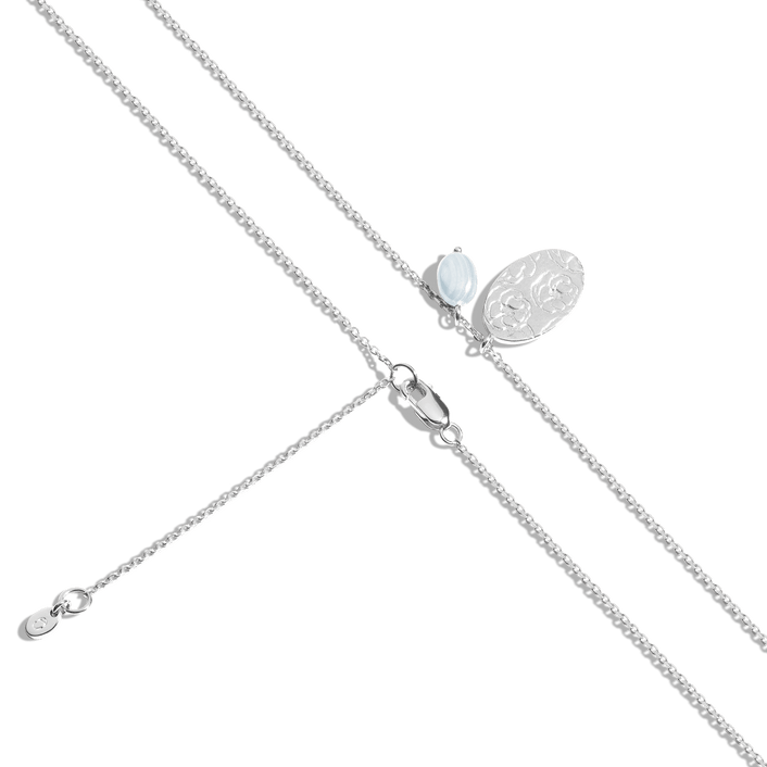 AURATE X MACENNA: Rose Garden Pendant Necklace Vermeil 14k White Gold White Opal