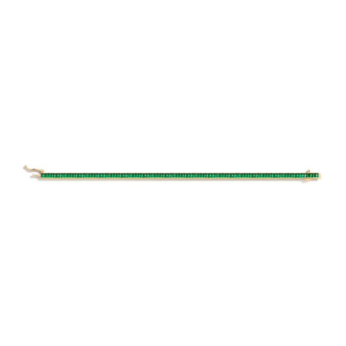 Green Emerald Baguette Tennis Bracelet Vermeil Yellow Gold  6.5in 7in