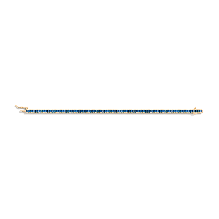 Blue Sapphire Baguette Tennis Bracelet Vermeil Yellow Gold  6.5in 7in