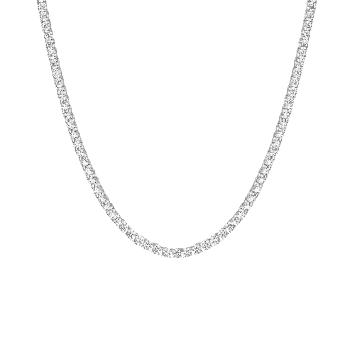 White Sapphire Tennis Necklace Vermeil White Gold 15in 16in 17in 22ct
