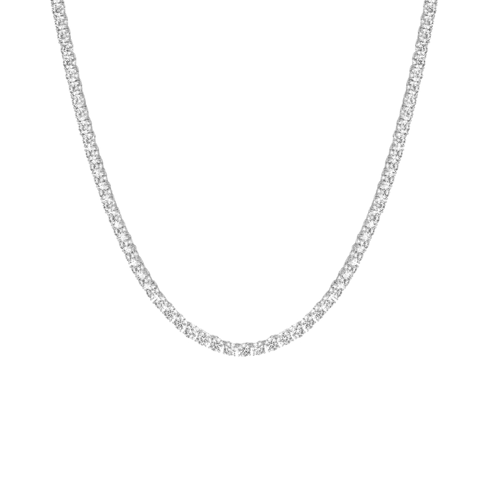 White Sapphire Tennis Necklace Vermeil White Gold 15in 16in 17in 22ct