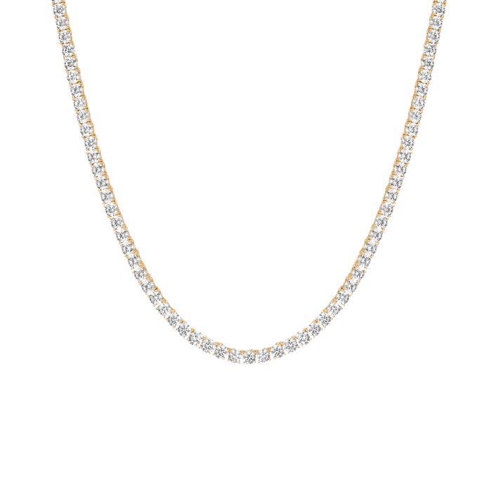 White Sapphire Tennis Necklace Vermeil Yellow Gold 15in 16in 17in 22ct