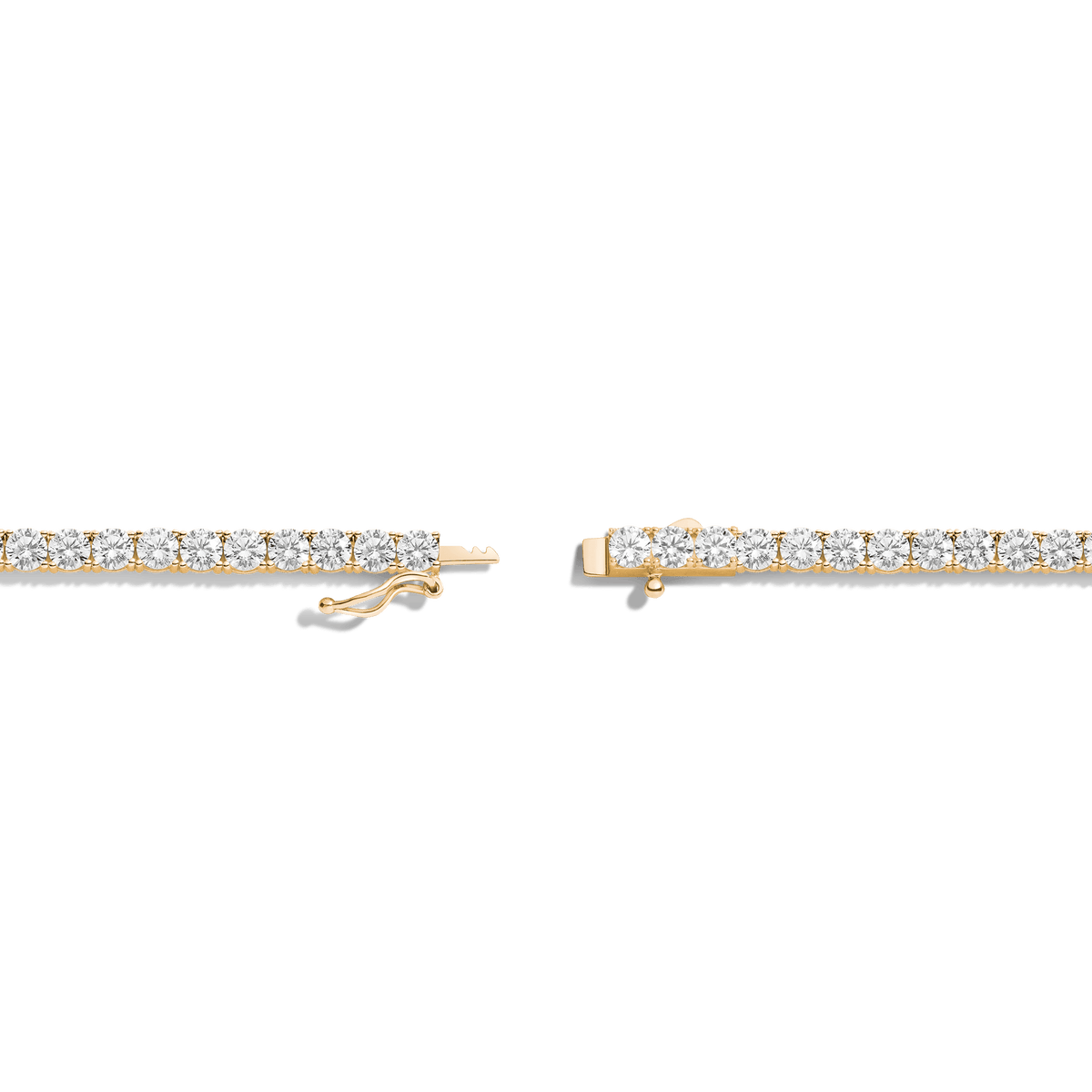 Boyfriend Lab Grown White Sapphire Tennis Necklace Vermeil Yellow Gold 32ct 20in 22in