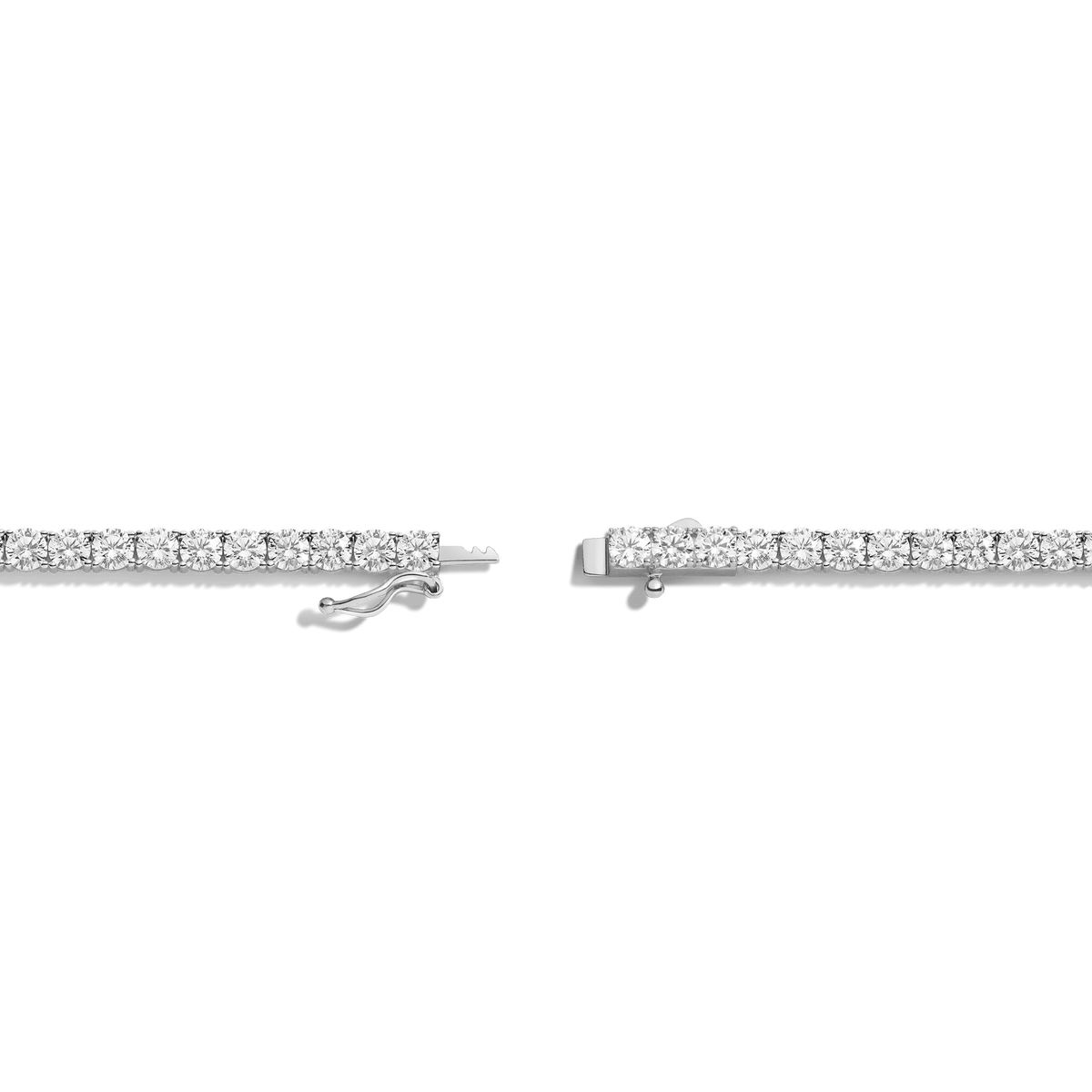 Boyfriend Lab Grown White Sapphire Tennis Necklace Vermeil White Gold 32ct 20in 22in