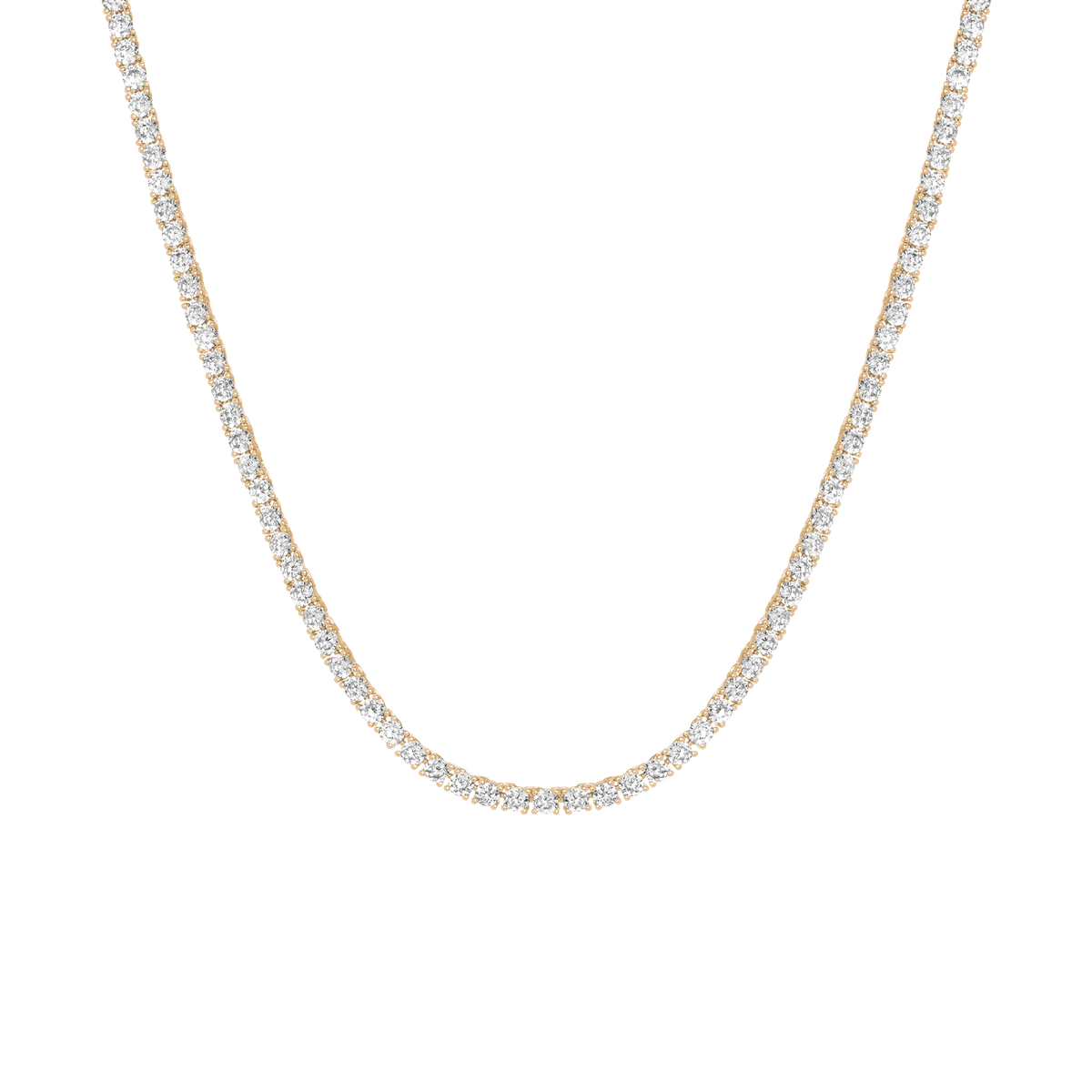 Boyfriend Lab Grown White Sapphire Tennis Necklace Vermeil Yellow Gold 16ct 20in 22in First