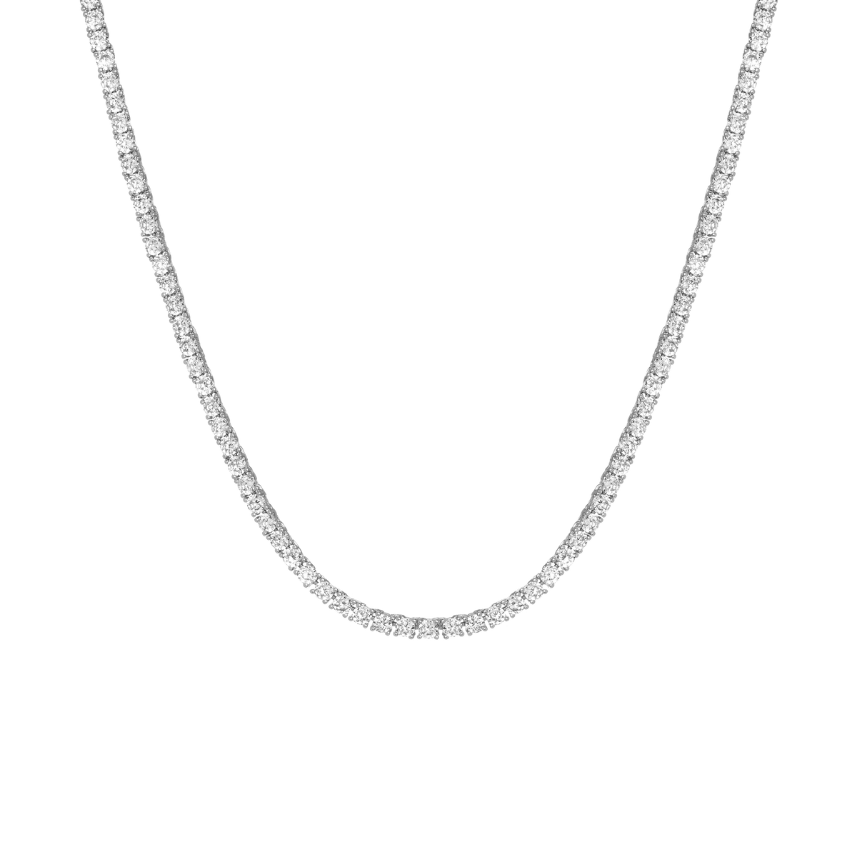 Boyfriend Lab Grown White Sapphire Tennis Necklace Vermeil White Gold 16ct 20in 22in First