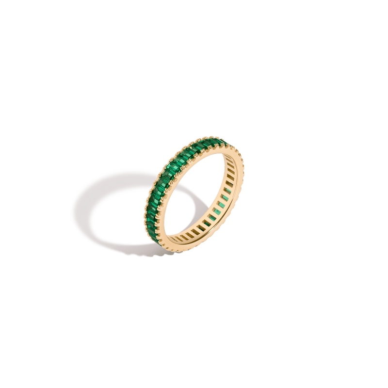 AAA Lab Emerald Baguette Eternity Vermeil Ring