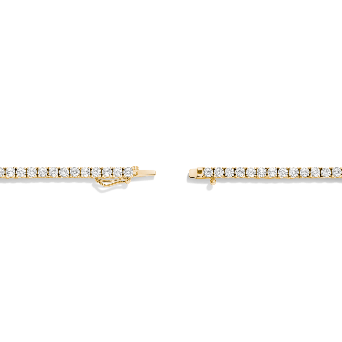 Boyfriend Lab Grown White Sapphire Tennis Necklace Vermeil Yellow Gold 16ct 20in 22in