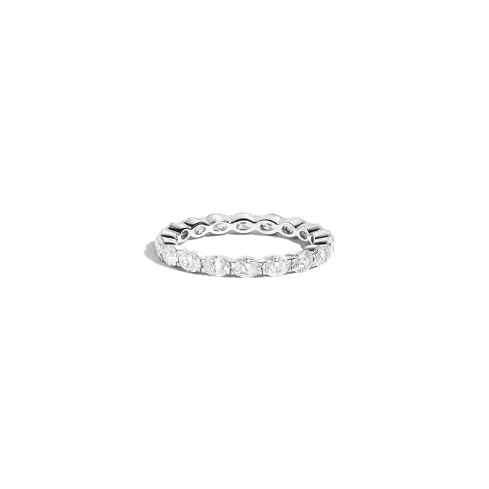 Horizontal Oval Diamond Eternity Ring 14k 18k White Gold First Lab-grown Natural