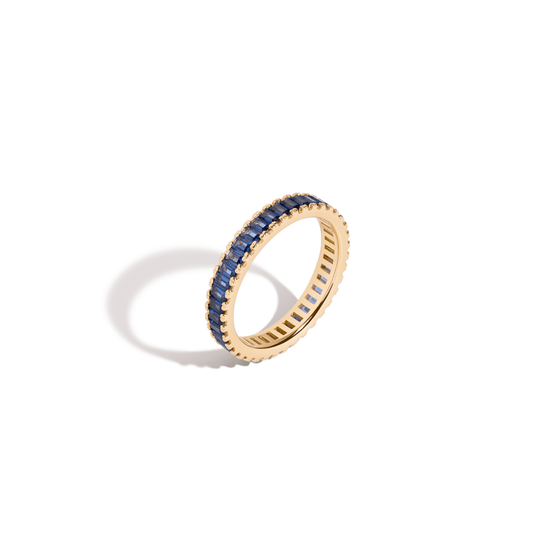 Sapphire Baguette Lab Grown Eternity Ring Vermeil Gold