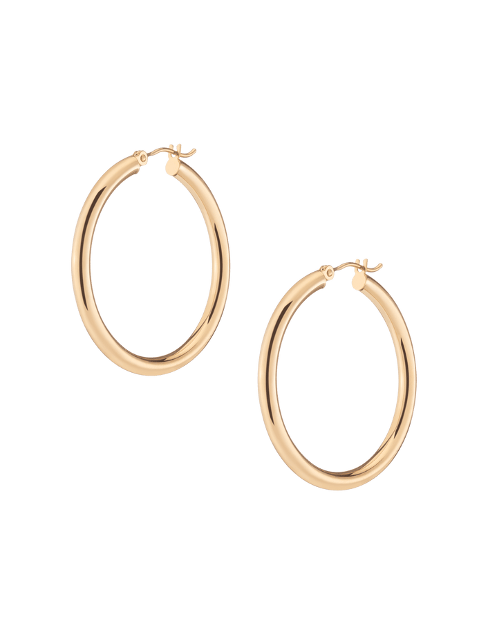 Classic Gold Hoop Earrings 14k Yellow Gold Pair Single 35mm First