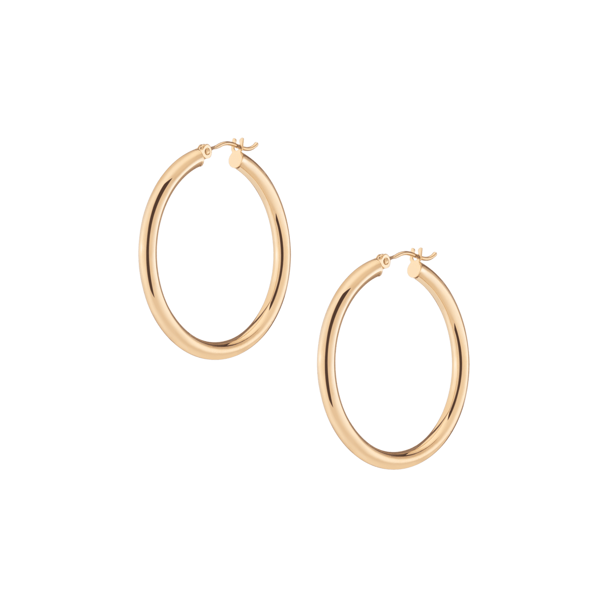 Classic Gold Hoop Earrings 14k Yellow Gold Pair Single 35mm First