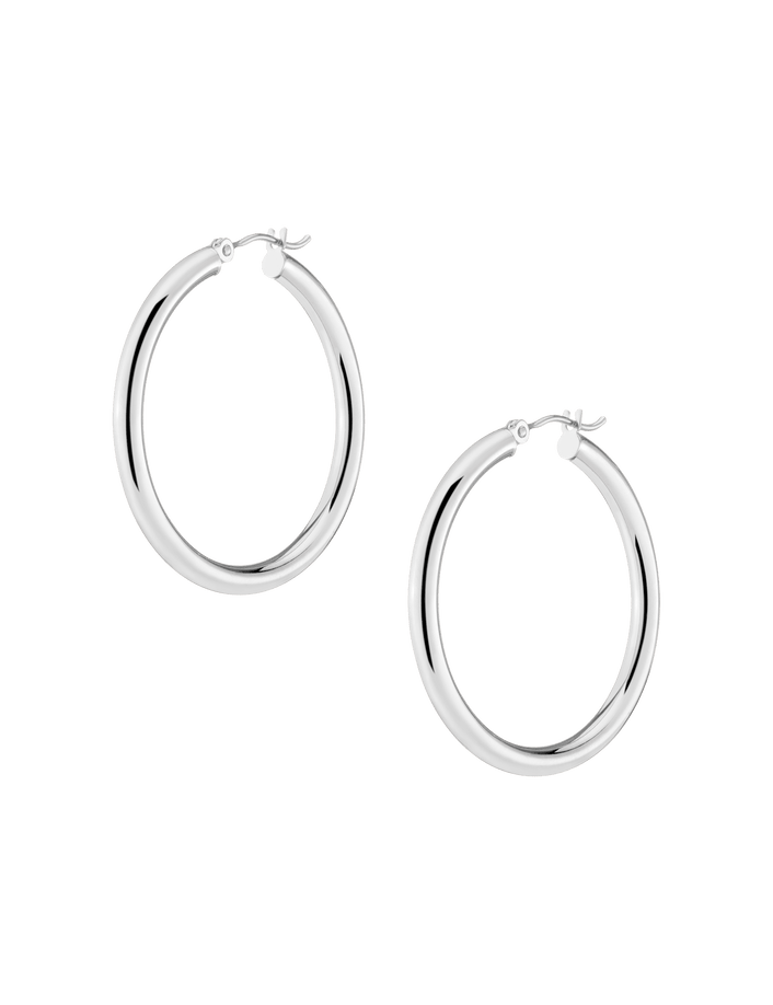 Classic Gold Hoop Earrings 14k White Gold Pair Single 35mm First