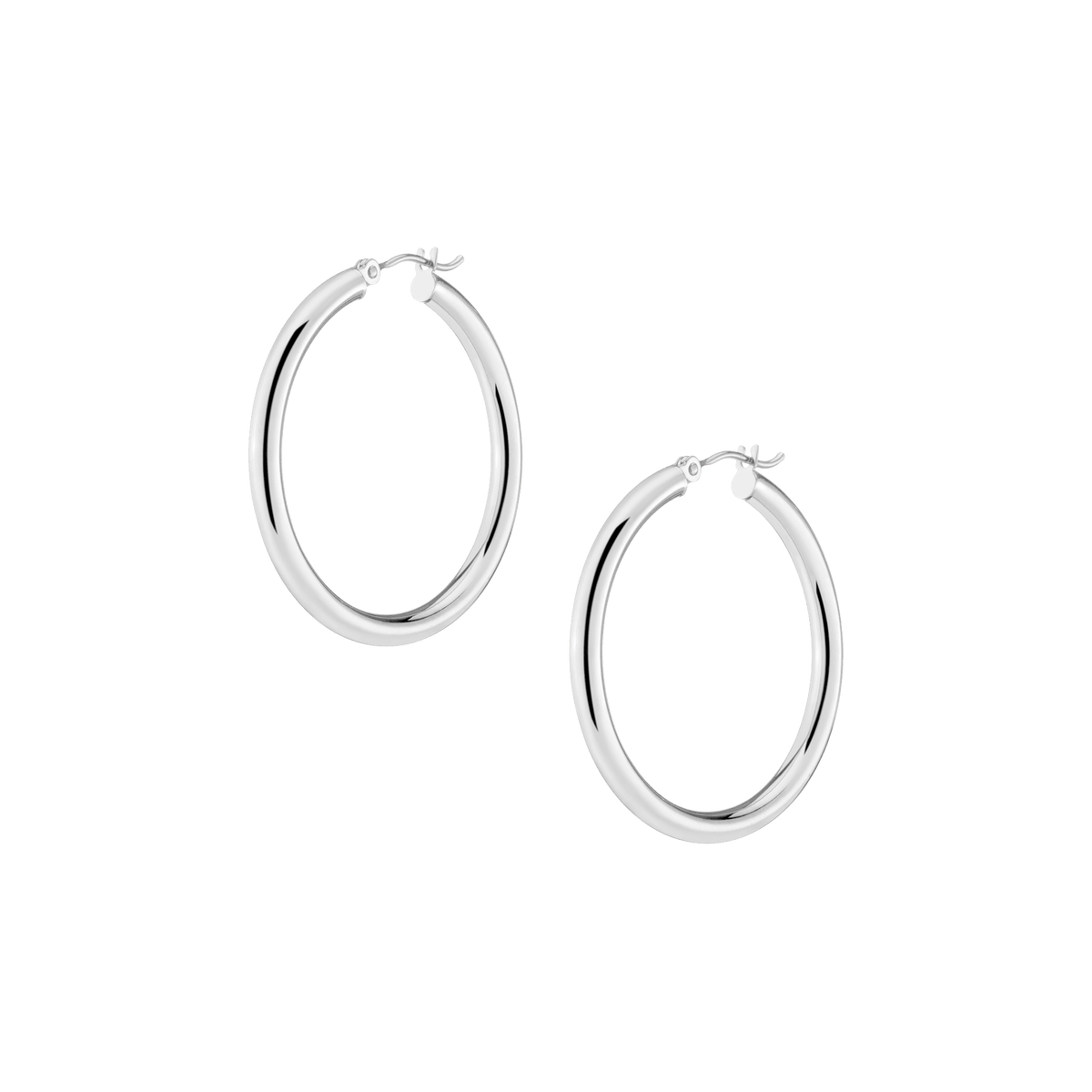Classic Gold Hoop Earrings 14k White Gold Pair Single 35mm First