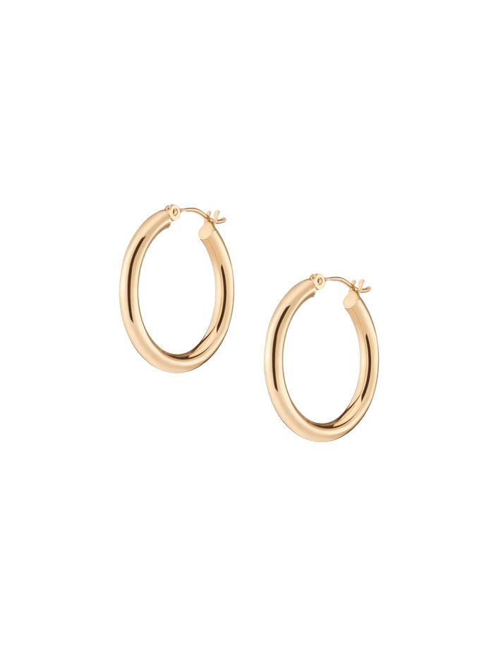 Classic Gold Hoop Earrings 14k Yellow Gold Pair Single 25mm First