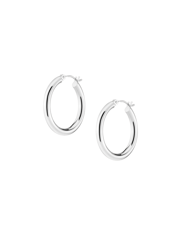 Classic Gold Hoop Earrings 14k White Gold Pair Single 25mm First