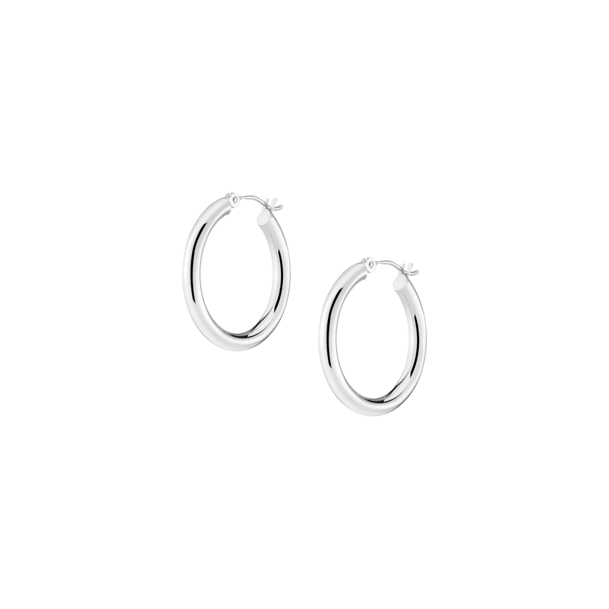 25mm Gold Hoop Earrings - 3mm 14k White Gold Single Pair First