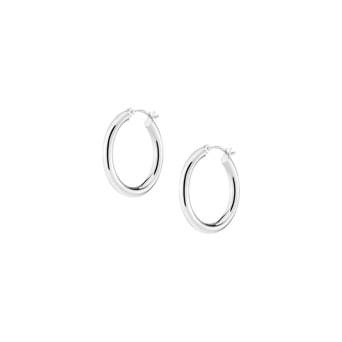 25mm Gold Hoop Earrings - 3mm 14k White Gold Single Pair First