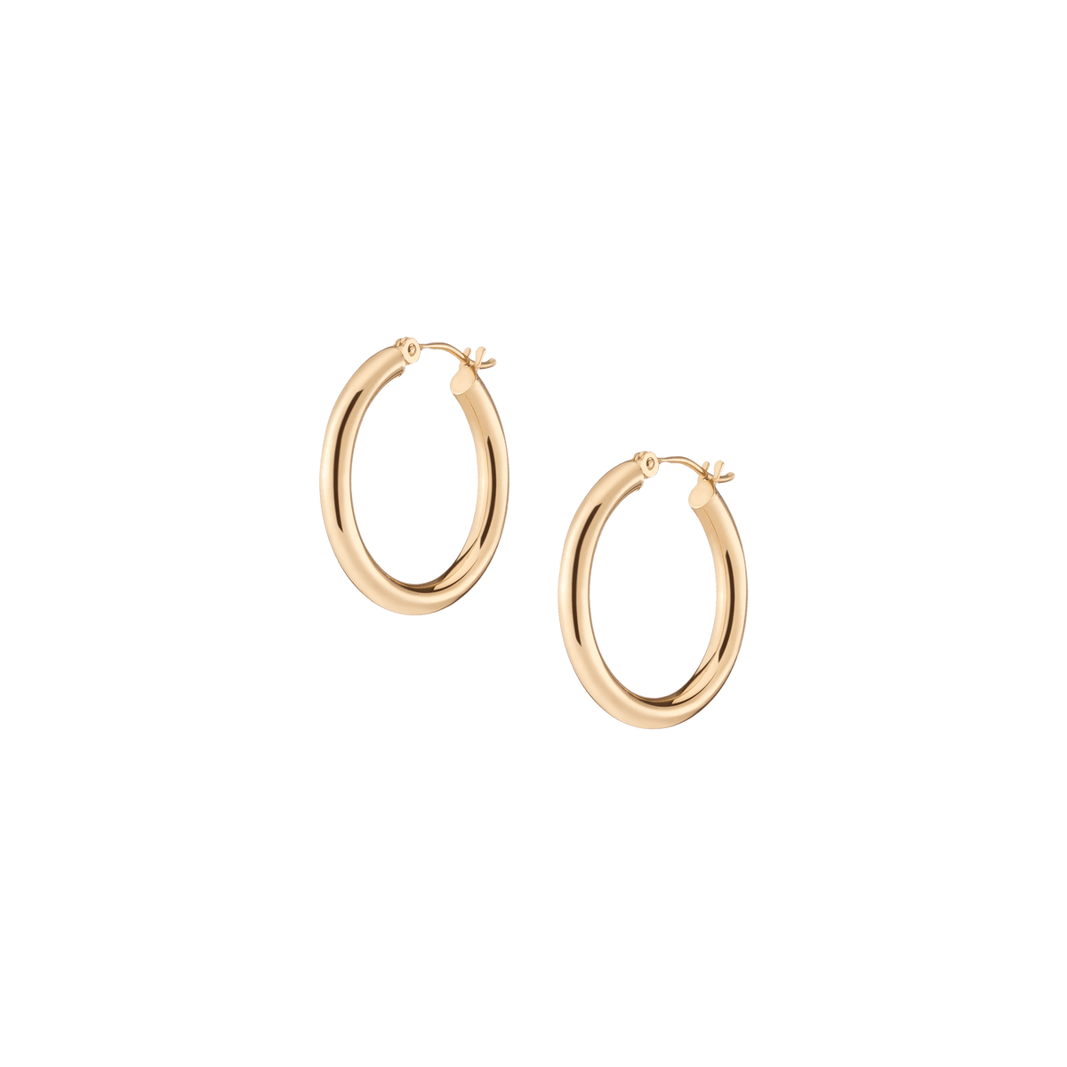 25mm Gold Hoop Earrings - 3mm 14k Yellow Gold Single Pair First