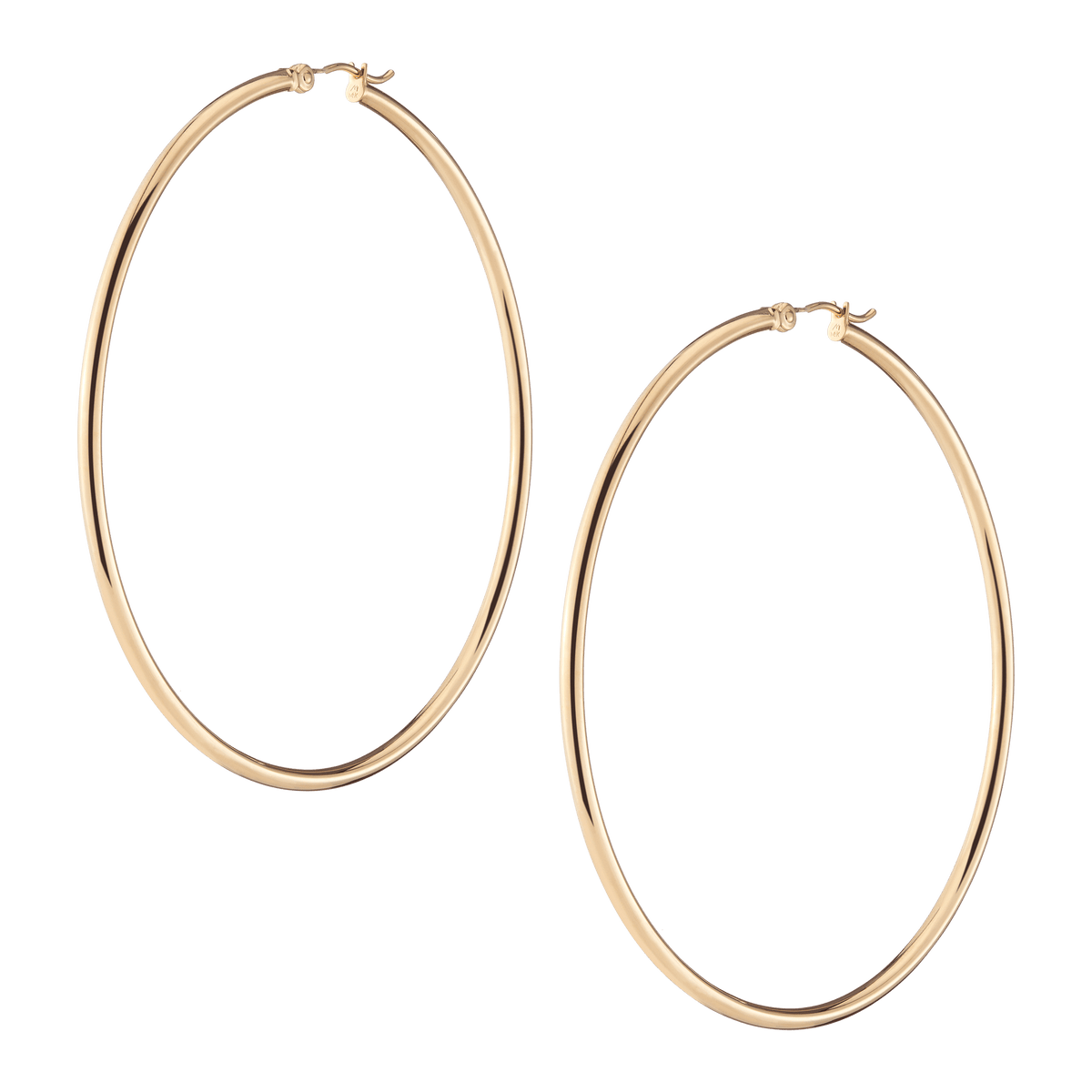 Gold Hoop Earrings - 2mm 14k Yellow Gold Pair Single 60mm