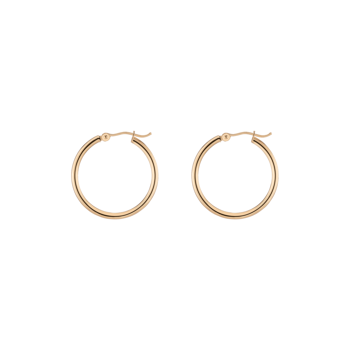 Gold Hoop Earrings - 2mm 14k Yellow Gold Pair Single 25mm